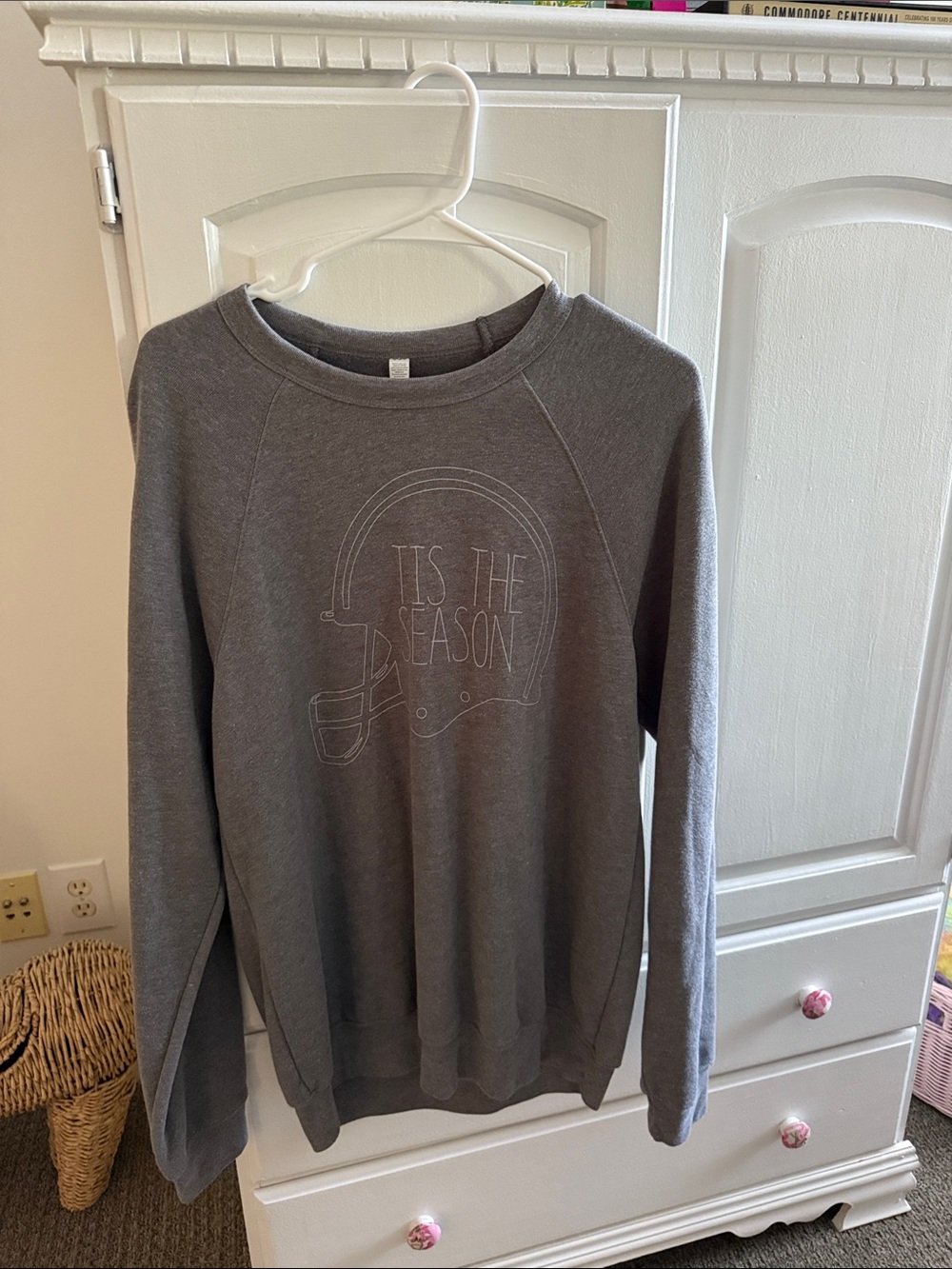 Gray 'Tis The Season' Football Helmet Crewneck Sweater